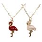 Gold colour plated figmingo design pendant with coloured enamelling.
Supplied on a gold colour plated 16 inch chain plus a 2 inch extension.
Pendant measures approx. 2.5cm x 1.5cm.
Presented on a display card in a clear opp bag.
Pack of 3 or 4 assorte