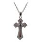 Rhodium colour plated, Cross pendant with genuine Clear crystal stones.
