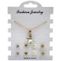 Gold or Rhodium colour plated angle design pendant and pierced stud earring set with genuine Clear crystal stones.
Set includes 1 chained pendant and 4 pairs of assorted pierced stud earrings.