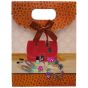 Fashion design gift bags with a satin bow and velcro fastening.

