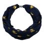 Soft cotton feel, Gold colour foil, bee design print loop scarves with a magnetic fastening.