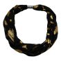 Soft cotton feel, Gold colour foil, feather design print loop scarves with a magnetic fastening.