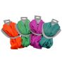 Bright Colour Magnetic Scarves.
Available in Green, Orange, Teal and Magenta.
Each scarf presented on a display card.

Size approx 60 cm in circumferences.
Sold as a pack of 3 per colour or 4 assorted colour.