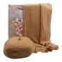 Ladies complete gift set includes,
1 Beige ladies beret hat and a Beige pompom tassel scarf.
Beret 1 size, size adjustable
