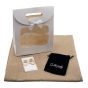 Ladies complete gift set includes a Beige/Gold colour foil speckle scarf, Gold colour plated pierced heart design drop earrings with genuine Clear crystal stones, a Navy velvet drawstring gift pouch and a White card gift bag with a clear window and a velc