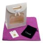 Ladies complete gift set includes a Purple/Gold colour foil chain print scarf, Gold colour plated mum heart pendant with genuine crystal stones, a Navy velvet drawstring gift pouch and a White card gift bag with a clear window and a velcro fastening.

