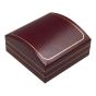 Classic Maroon leatherette card earring box, decorated with a Gold colour line, White velvet and White Satin interior.
Box measures approx. 7cm x 7cm x 3.5m.
****Earrings not included****