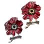 Venetti collection, Gold or Rhodium colour plated poppy design brooch with Red enamelling and genuine Jet crystal stones.