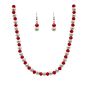 Venetti collection, Rhodium colour plated necklace and pierced drop earring set with pearl and faceted glass beads.
