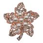 Diamante and Pearl Leaf Brooch