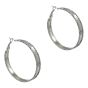 Rhodium colour plated pierced hoop earrings.
