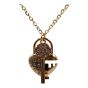 Gold or Rhodium colour plated XXL heart lock and key design pendant with genuine Clear crystal stones