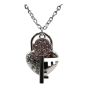 Gold or Rhodium colour plated XXL heart lock and key design pendant with genuine Clear crystal stones
