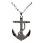 Gold or Rhodium colour plated XXL anchor design pendant with genuine Clear crystal stones
