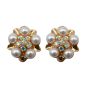 Diamante & Pearl Flower Clip on Earrings