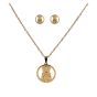 Stainless Steel Teddy Bear Pendant And Pierced Stud Earring Set 