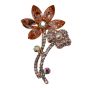 Diamante And Cut Glass Flower Brooch