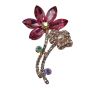 Diamante And Cut Glass Flower Brooch