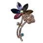 Diamante And Cut Glass Flower Brooch