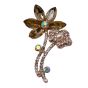 Diamante And Cut Glass Flower Brooch