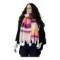 Ladies Super Soft Checked Winter Scarves With Pompoms 