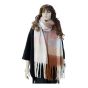 Ladies Chunky Checked Winter Fringed Scarves 