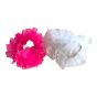 Girls chiffon assorted summer   scrunchies with a pretrtry  edge.

Scrunchies are available in White and Hot Pink and White and Red and  are 2 pcs on a hanging card for easy sale .

sold as a pack of 12 pairs assorted .
