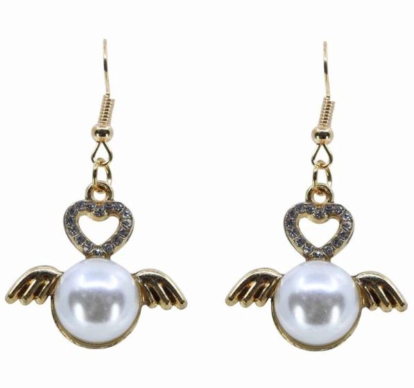Pierced Diamante & Pearl Drop Earrings (45p Per Pair)