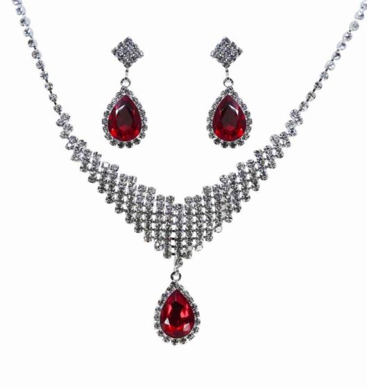 Venetti Diamante Necklace & Pierced Drop Earring Set 