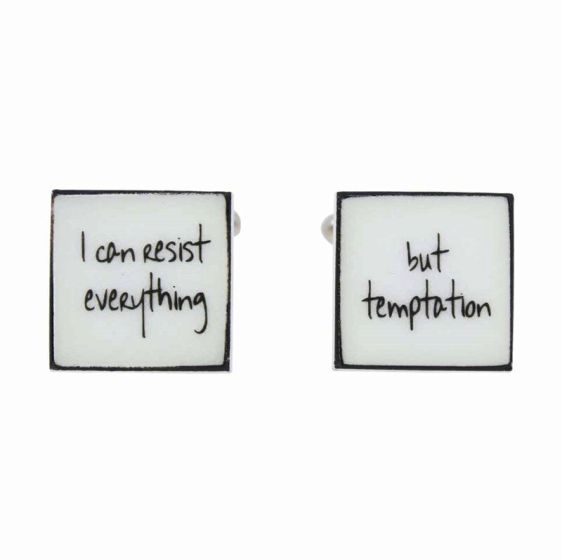 Sonia Spencer I Can Resist Everything But Temptation Bone China Cufflinks (£3.50 per pair)