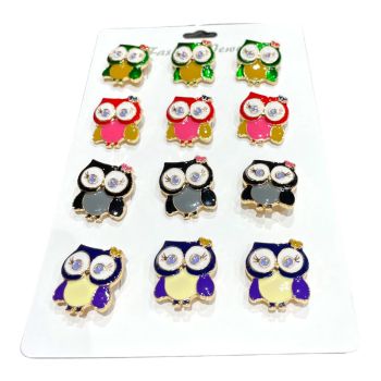 Ladies Gold colour plated enamel owl brooch in assorted colours
