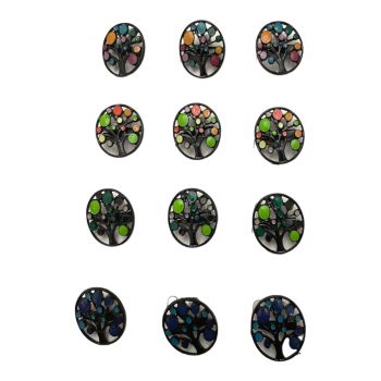 Ladies Black colour plated enamel Tree Of life Brooches
available in 4 multi coloured combinations.