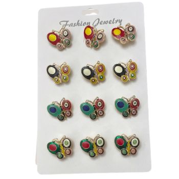 Ladies Gold colour plated multicoloured enamel butterfly brooch