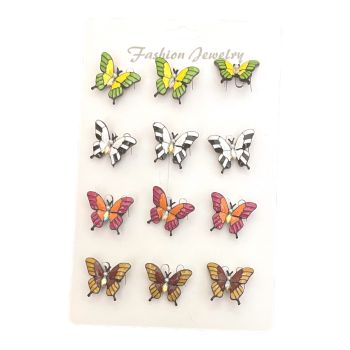 Ladies /girls black plated enamel butterfly brooch with imitation pearl and crystal detail in clear ab .
available in green tone ,white/black ,orange/pink multi and brown tone 
