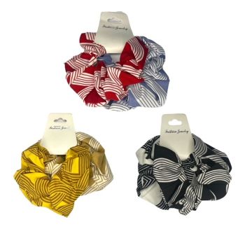 Cotton feel abstract ladies scrunchies.
