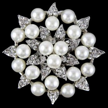 Venetti Diamante & Pearl Flower Brooch (£2.50 Each)