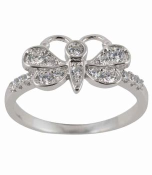 Silver Clear CZ Butterfly Ring (£4.95 Each)