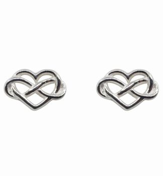 Silver Infinity Heart Stud Earrings