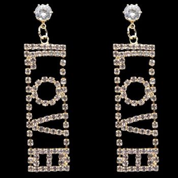 Venetti Diamante 'Love' Pierced Drop Earrings (£1.40 Each)