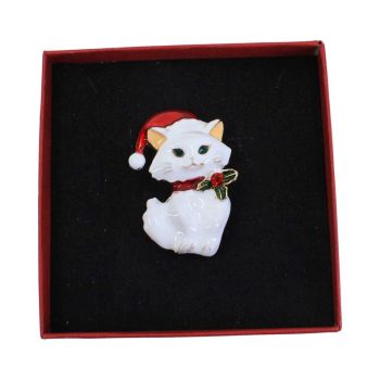 Boxed Christmas Cat Brooch (£1.80 Each)