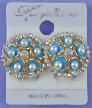 Crystal & Pearl Clip-on Stud Earrings (£1.35 Each)