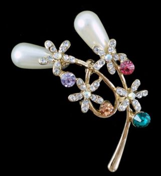 Venetti Diamante &amp; Pearl Flower Brooch  (£1.10 Each)