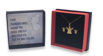 Boxed Stainless Steel Angel Pendant And Earring Set (£2.95 Each)