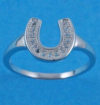 Silver Clear CZ Lucky Horseshoe Ring (£3.50 Each)
