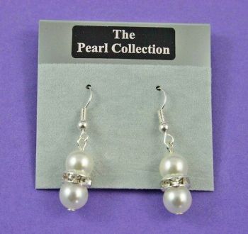 Pearl & Diamante Drop Earrings (53p Each)