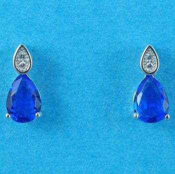 Silver Clear &amp; Sapphire CZ Stud Earrings (£3.95 Each)