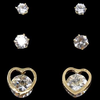 Venetti Diamante Heart Pierced Earrings Set (70p Per Set)