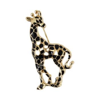 Venetti collection, gold colour plated giraffe brooch, decorated with black enamelling.
Measuring approx 3cm x 5.5cm.
Sold as a pack of 3