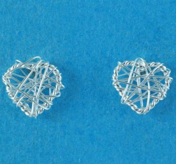 Silver Wire Heart Stud Earrings (£2.50 Each