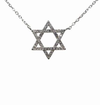 Silver Clear CZ Star Of David Necklace